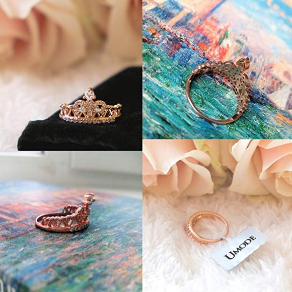 18K Rose Gold Plated Princess Tiara Ring - Picture 4 of 5